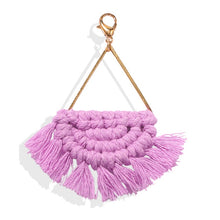 Load image into Gallery viewer, Girlgo Tassel Macrame Keychains for Women Boho Handmade Fiberlove key Holder Keyring Macrame Bag Charm Car Hanging Jewelry Gifts
