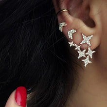 Load image into Gallery viewer, New Women&#39;s Fashion Earring Star After Mounting Stud Earrings Gold  Earrings Set Of Accessories Wholesale Rhinestone Earings
